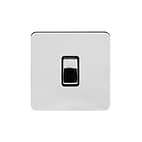 Soho Lighting Polished Chrome Flat Plate 20A 1 Gang Double Pole Switch Blk Ins Screwless