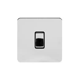 Soho Lighting Polished Chrome Flat Plate 20A 1 Gang Double Pole Switch Blk Ins Screwless