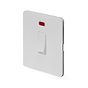 Soho Lighting White Metal Flat Plate 20A 1 Gang Double Pole Switch With Neon Wht Ins Screwless