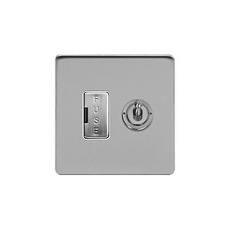 Soho Lighting Brushed Chrome Flat Plate Toggle Switched Fused Connection Unit (FCU) 13A White Inserts