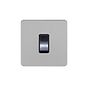 Soho Lighting Brushed Chrome Flat Plate 45A 1 Gang Double Pole Switch, Single Plate Blk Ins Screwless