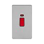 Soho Lighting Brushed Chrome Flat Plate 45A 1 Gang Double Pole Switch With Neon, Large Plate Blk Ins Screwless