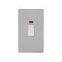 Soho Lighting Brushed Chrome Flat Plate 45A 1 Gang Double Pole Switch With Neon Large Plate Wht Ins Screwless