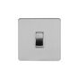 Soho Lighting Brushed Chrome Flat Plate 10A 1 Gang 2 Way Switch Wht Ins Screwless