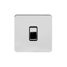 Soho Lighting Polished Chrome Flat Plate 10A 1 Gang 2 Way Switch Blk Ins Screwless