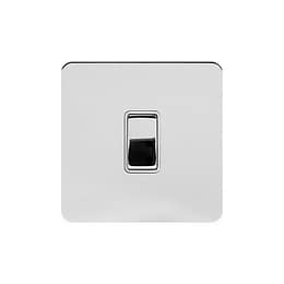 Soho Lighting Polished Chrome Flat Plate 10A 1 Gang 2 Way Switch Wht Ins Screwless