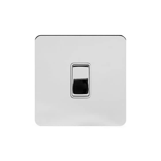 Soho Lighting Polished Chrome Flat Plate 10A 1 Gang 2 Way Switch Wht Ins Screwless