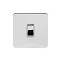 Soho Lighting Polished Chrome Flat Plate 10A 1 Gang 2 Way Switch Wht Ins Screwless