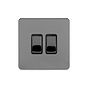Soho Lighting Black Nickel Flat Plate 10A 2 Gang 2 Way Switch Blk Ins Screwless