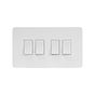 Soho Lighting White Metal Flat Plate 10A 4 Gang 2 Way Switch Wht Ins Screwless