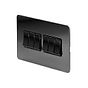 Soho Lighting Black Nickel Flat Plate 10A 6 Gang 2 Way Switch Blk Ins Screwless