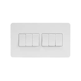 White Metal Switch Screwless Flat Plate