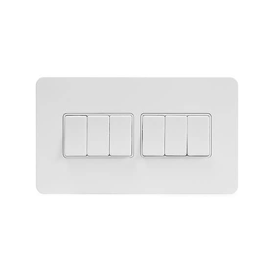 White Metal Switch Screwless Flat Plate