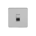 Soho Lighting Brushed Chrome Flat Plate 1 Gang Intermediate Switch Wht Ins Screwless