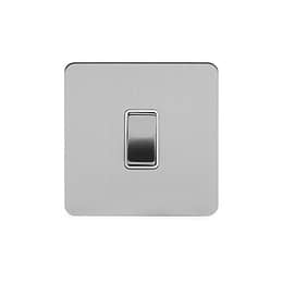 Soho Lighting Brushed Chrome Flat Plate 1 Gang Intermediate Switch Wht Ins Screwless