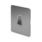 Soho Lighting Brushed Chrome Flat Plate 1 Gang Intermediate Switch Wht Ins Screwless