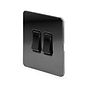 Soho Lighting Black Nickel Flat Plate 2 Gang Intermediate Switch Blk Ins Screwless