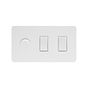 white metal 3 gang light switch with 1 dimmer