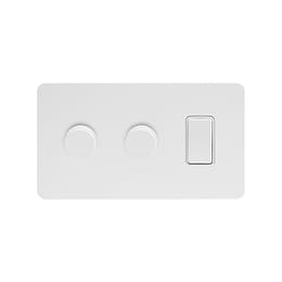 Soho Lighting White Metal 3 Gang Light Switch with 2 Dimmers (2 x 2-Way Intelligent Dimmer & 2-Way Switch)