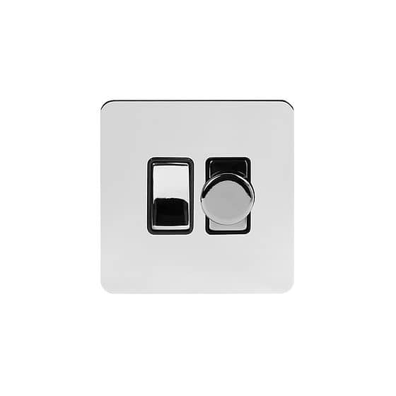 Soho Lighting Polished Chrome Flat Plate Dimmer and Rocker Switch Combo (2-Way Switch & 2-Way Intelligent Dimmer)