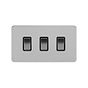 Soho Lighting Brushed Chrome Flat Plate 3 Gang Switch With 1 Intermediate (2 x 2 Way Swich with 1 Intermediate) Bk Ins Screwless