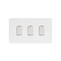 Soho Lighting White Metal Flat Plate 3 Gang Switch With 1 Intermediate (2 x 2 Way Swich with 1 Intermediate) Wht Ins Screwless