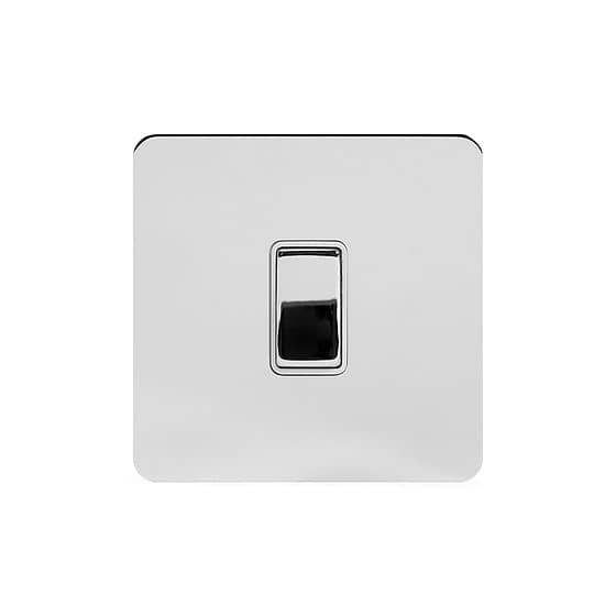 Soho Lighting Polished Chrome Flat Plate 1 Gang Retractive Switch Wht Ins Screwless