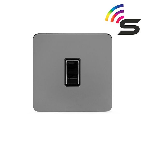 Soho Lighting Black Nickel Flat Plate 1 Gang 150W Zigbee Smart Rocker Switch Black Insert