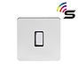 Soho Lighting Polished Chrome Flat Plate 1 Gang 150W Zigbee Smart Rocker Switch Black Insert