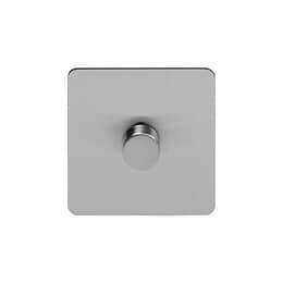 Soho Lighting Brushed Chrome Flat Plate 250W 1 Gang 2 Way Trailing Dimmer Screwless