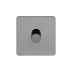 Soho Lighting Black Nickel Flat Plate 250W 1 Gang 2 Way Trailing Dimmer Screwless