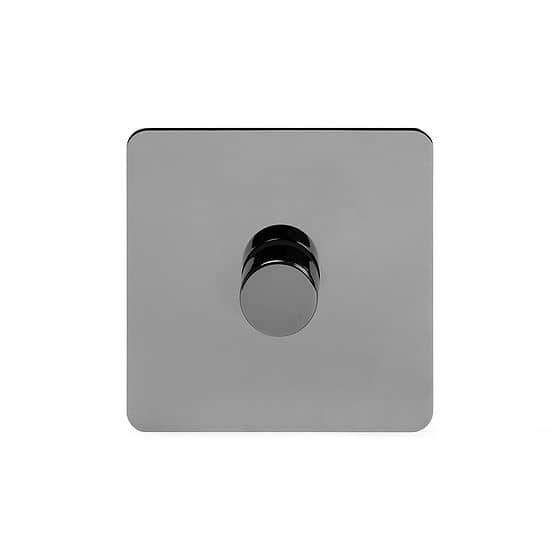 Soho Lighting Black Nickel Flat Plate 250W 1 Gang 2 Way Trailing Dimmer Screwless