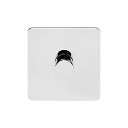 Soho Lighting Polished Chrome Flat Plate 250W 1 Gang 2 Way Trailing Dimmer Screwless