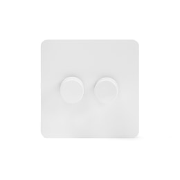 Soho Lighting Flat Plate White Metal 2 Gang 250W LED Multi-Way Dimmer Switch