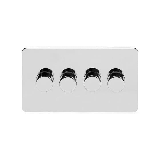 Soho Lighting Polished Chrome Flat Plate 250W 4 Gang 2 Way Trailing Dimmer Screwless