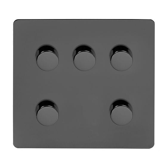 Black Nickel Flat Plate 5 Gang Dimmer Switch