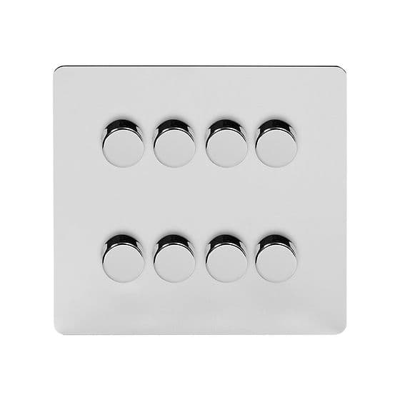 Soho Lighting Polished Chrome Flat Plate 8 Gang 2-Way Intelligent Dimmer 150W LED (300w Halogen/Incandescent)