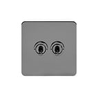 Soho Lighting Black Nickel Flat Plate 20A 2 Gang 2 Way Toggle Switch Screwless