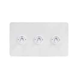 Soho Lighting White Metal Flat Plate 20A 3 Gang 2 Way Toggle Switch Wht Ins Screwless