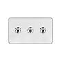 Soho Lighting White & Polished Chrome With Chrome Edge 20A 3 Gang 2 Way Toggle Switch Screwless