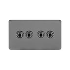 Soho Lighting Black Nickel Flat Plate 20A 4 Gang 2 Way Toggle Switch Screwless