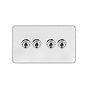 Soho Lighting White & Polished Chrome With Chrome Edge 20A 4 Gang Intermediate Toggle Screwless