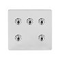 Soho Lighting Polished Chrome Flat Plate 5 Gang Toggle Light Switch 20A 2 Way Screwless