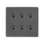 Soho Lighting Black Nickel Flat Plate 6 Gang Toggle Light Switch 20A 2 Way Screwless