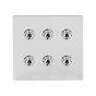 Soho Lighting Polished Chrome Flat Plate 6 Gang Toggle Light Switch 20A 2 Way Screwless