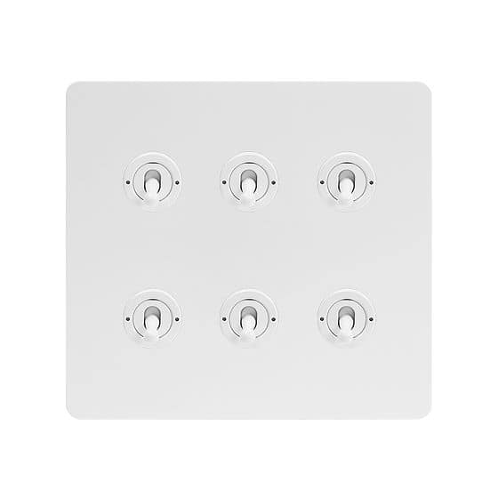 white 6 gang toggle switch