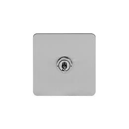 Soho Lighting Brushed Chrome Flat Plate 1 Gang Retractive Toggle Switch Screwless