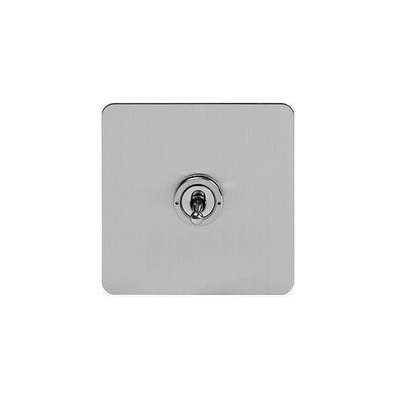 Soho Lighting Brushed Chrome Flat Plate 1 Gang Retractive Toggle Switch Screwless