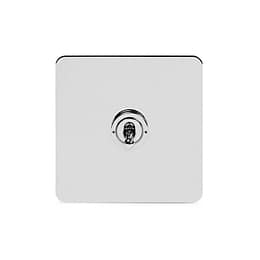 Soho Lighting Polished Chrome Flat Plate 1 Gang Retractive Toggle Switch Screwless