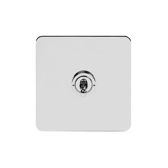 Soho Lighting Polished Chrome Flat Plate 1 Gang Retractive Toggle Switch Screwless